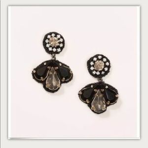 NWT LOFT Crystal Fabric Back Earrings black 359993